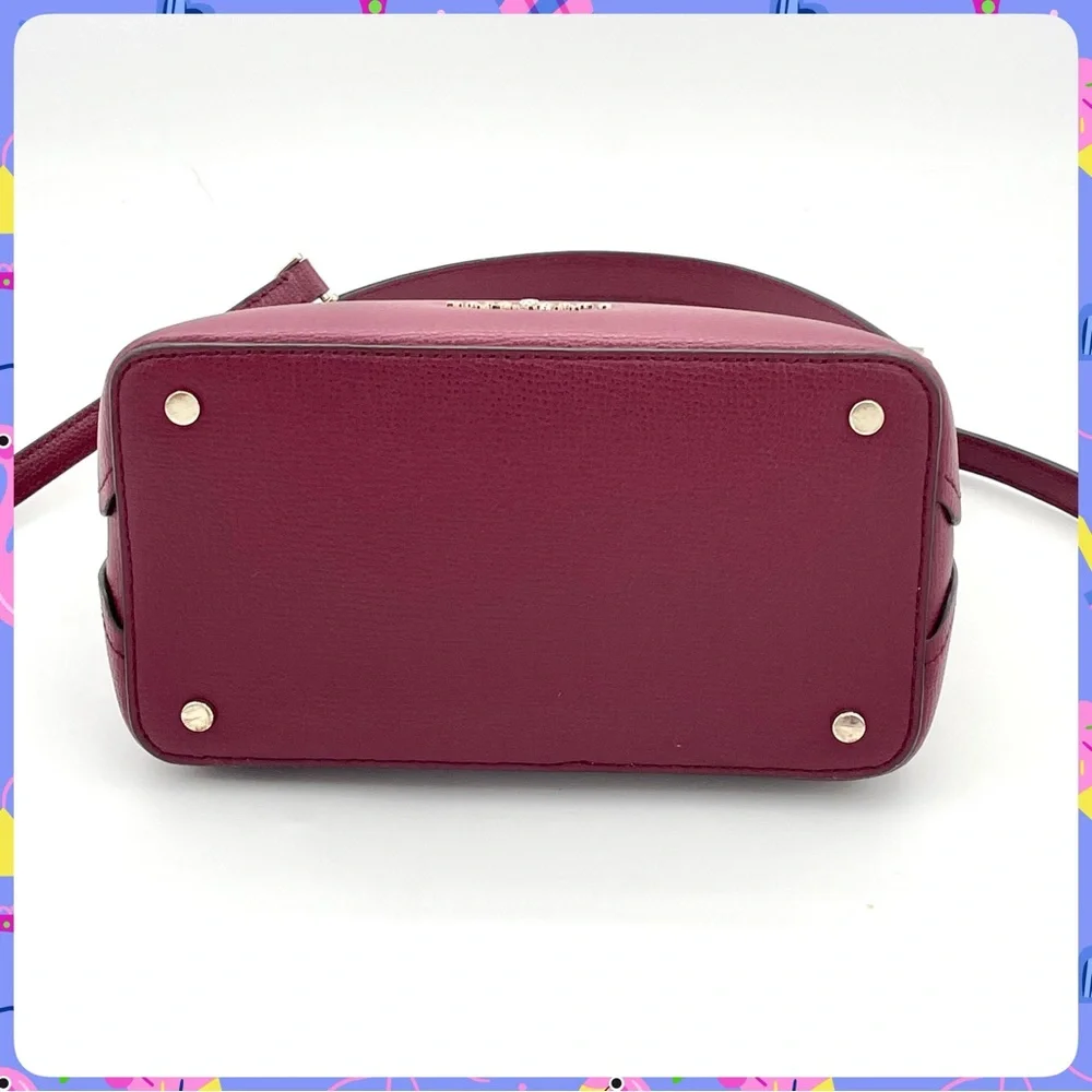 KATE SPADE Darcy Satchel Bucket Crossbody Bag Blackberry Burgundy Leather Purse